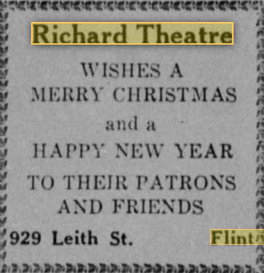 Richard Theatre - 1939 Ad From Detroit Tribune (newer photo)